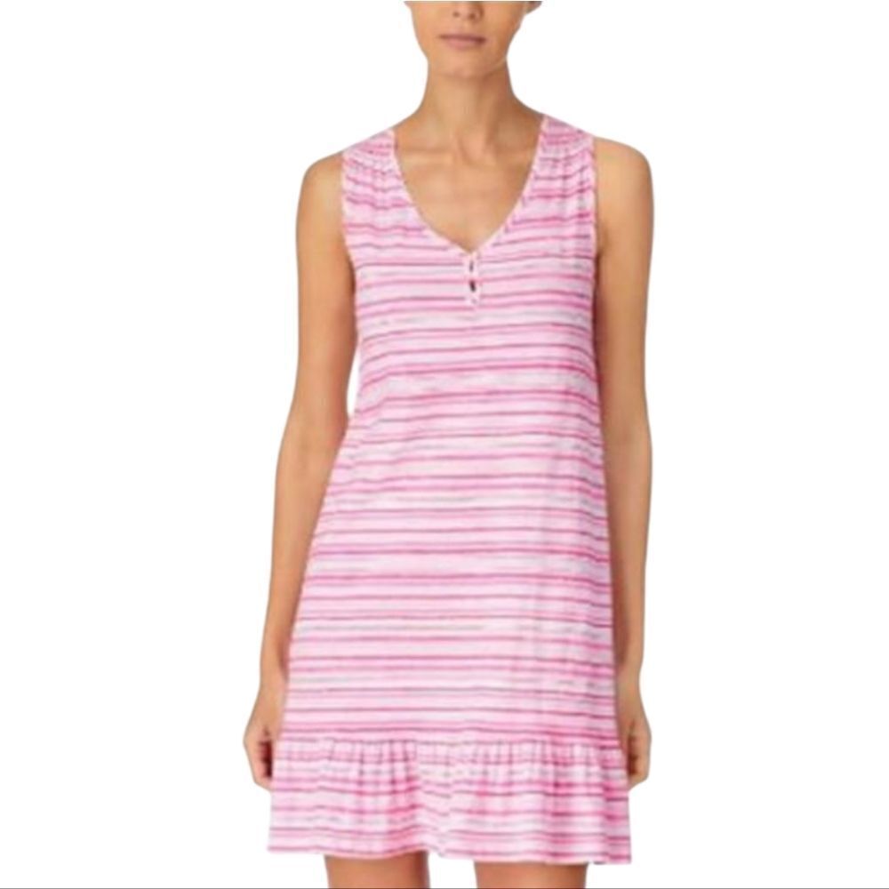 Lauren Ralph Lauren Pink and White Casual  Cotton Summer Dress Women's Small